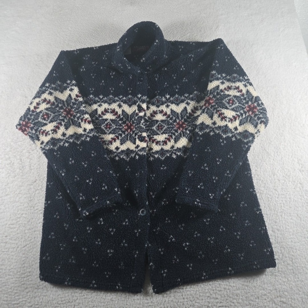 Denim & Co Jeanswear Vintage Mens XL‎ Navy Arctic Fleece Jacket Made in USA